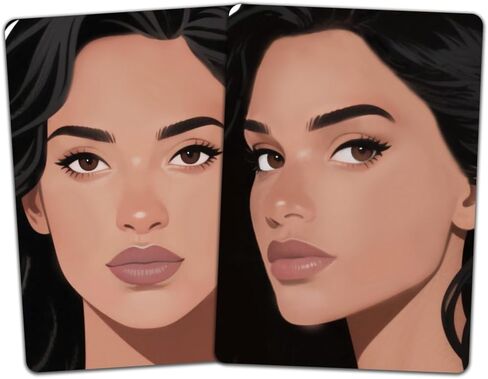 DELORIGIN قطعتان من لوحة تدريب رسم الوجه مقاس A4 قابلة لإعادة الاستخدام، لوحات تدريب رسم المكياج، قالب مرحلة المكياج، أداة تمرين رسم الوجه للمبتدئين في المكياج (امرأة مقطوعة بشكل طاقم) in Kuwait