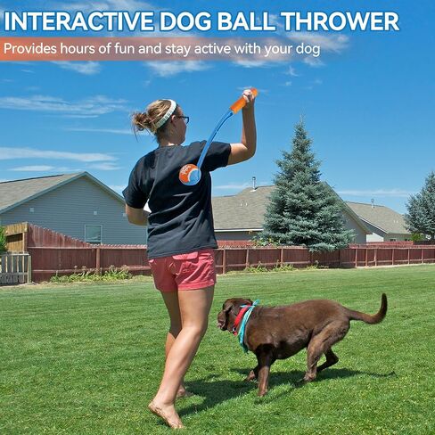 ALL FOR PAWS 19.3 بوصة، قاذف كرات للكلاب، قاذف كرات بمقبض مريح، لعبة جلب للكلاب مع كرة متوسطة (2.5 بوصة)، للكلاب بوزن 20-60 رطلاً in Kuwait