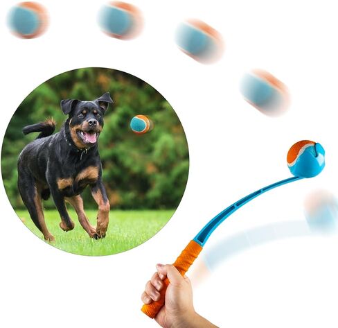 ALL FOR PAWS 19.3 بوصة، قاذف كرات للكلاب، قاذف كرات بمقبض مريح، لعبة جلب للكلاب مع كرة متوسطة (2.5 بوصة)، للكلاب بوزن 20-60 رطلاً in Kuwait