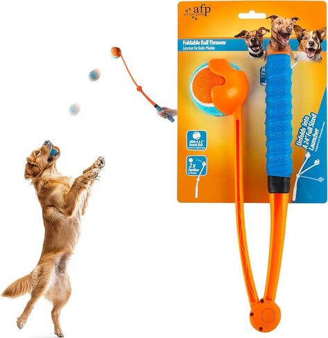 الكل من أجل PAWS 25 بوصة قاذف كرات للكلاب، قاذف كرة تنس مطور قابل للطي للكلاب، لعبة قاذف كرات للكلاب للكلاب المتوسطة والكبيرة، مقبض ناعم ومريح لجلب التنس، كرة 2.5 بوصة متضمنة in Kuwait