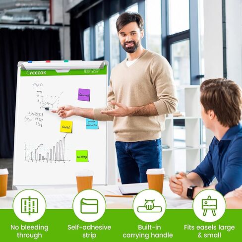 لوحة حامل لاصقة مقاس 25 بوصة × 30 بوصة، 30 ورقة/وسادة، 4 وسادات/حزمة، ورق مخطط قلاب لاصق للمعلمين، قوة التصاق فائقة ومقاومة للنزيف in Kuwait