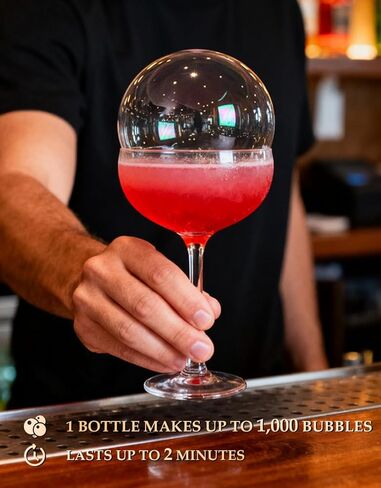 Edible Bubble Mixture for Cocktail, Food-Safe & Non-Toxic Bubble Solution, Over 1000 Bubbles, 7oz Bottle Liquid Refill for Cocktail Bubble Gun in Kuwait