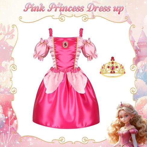 فساتين الأميرة VGOFUN للفتيات فساتين أزياء الأميرة 3 قطع ملابس التظاهر باللعب للفتيات الصغيرات من سن 3 إلى 6 سنوات in Kuwait
