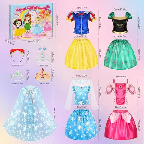 فساتين الأميرة VGOFUN للفتيات فساتين أزياء الأميرة 3 قطع ملابس التظاهر باللعب للفتيات الصغيرات من سن 3 إلى 6 سنوات in Kuwait