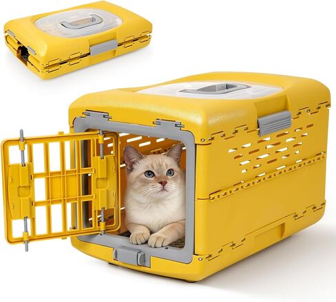 حامل القطط للحيوانات الأليفة للقطط، حامل قطط بلاستيكي قابل للطي صلب للتخييم وزيارات الطبيب البيطري والسفر، قفص حامل سفر للحيوانات الأليفة قابل للتنفس بالكامل أقل من 13 رطل (18.9 بوصة طول × 11.8 بوصة عرض × 12.6 بوصة ارتفاع) in Kuwait