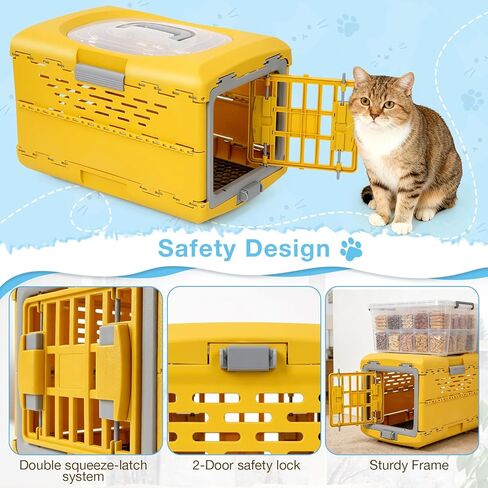 حامل القطط للحيوانات الأليفة للقطط، حامل قطط بلاستيكي قابل للطي صلب للتخييم وزيارات الطبيب البيطري والسفر، قفص حامل سفر للحيوانات الأليفة قابل للتنفس بالكامل أقل من 13 رطل (18.9 بوصة طول × 11.8 بوصة عرض × 12.6 بوصة ارتفاع) in Kuwait