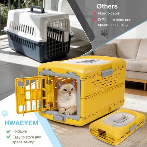 حامل القطط للحيوانات الأليفة للقطط، حامل قطط بلاستيكي قابل للطي صلب للتخييم وزيارات الطبيب البيطري والسفر، قفص حامل سفر للحيوانات الأليفة قابل للتنفس بالكامل أقل من 13 رطل (18.9 بوصة طول × 11.8 بوصة عرض × 12.6 بوصة ارتفاع) in Kuwait