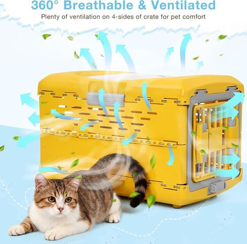حامل القطط للحيوانات الأليفة للقطط، حامل قطط بلاستيكي قابل للطي صلب للتخييم وزيارات الطبيب البيطري والسفر، قفص حامل سفر للحيوانات الأليفة قابل للتنفس بالكامل أقل من 13 رطل (18.9 بوصة طول × 11.8 بوصة عرض × 12.6 بوصة ارتفاع) in Kuwait