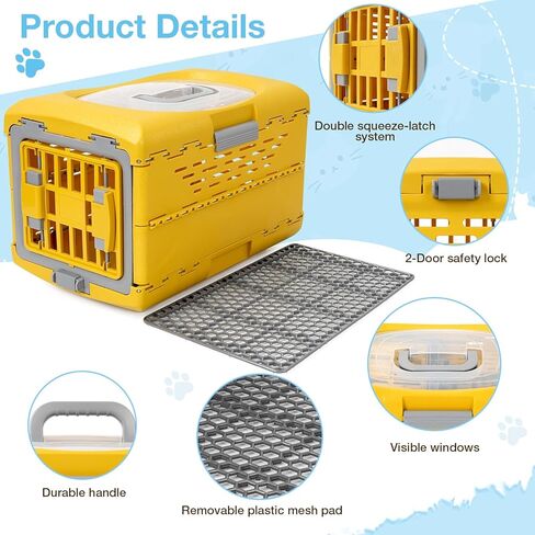 حامل القطط للحيوانات الأليفة للقطط، حامل قطط بلاستيكي قابل للطي صلب للتخييم وزيارات الطبيب البيطري والسفر، قفص حامل سفر للحيوانات الأليفة قابل للتنفس بالكامل أقل من 13 رطل (18.9 بوصة طول × 11.8 بوصة عرض × 12.6 بوصة ارتفاع) in Kuwait