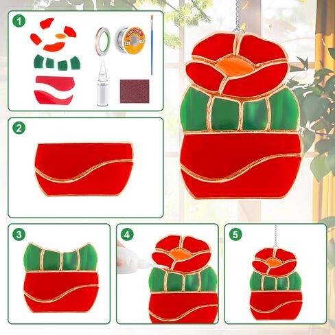 LemonRoad 2 مجموعات العصارة غير المكتملة قبل قطع الزجاج الملون DIY مجموعة الحرف اليدوية من الزجاج الملون مع سلك لحام، تدفق هلام، فرشاة تدفق للبالغين اصنع الحرف اليدوية الفنية الجميلة الخاصة بك لديكور المنزل in Kuwait