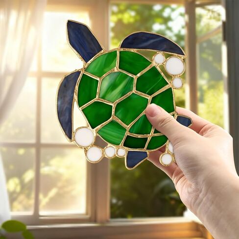 LemonRoad 1 Set Unfinished Sea Turtle Pre Cut Stained Glass DIY Stained Glass Craft Kit with Solder Wire, Gel Flux, Flux Brush for Adult Make Your Own Beautiful Art Handcrafts for Home Decor in Kuwait