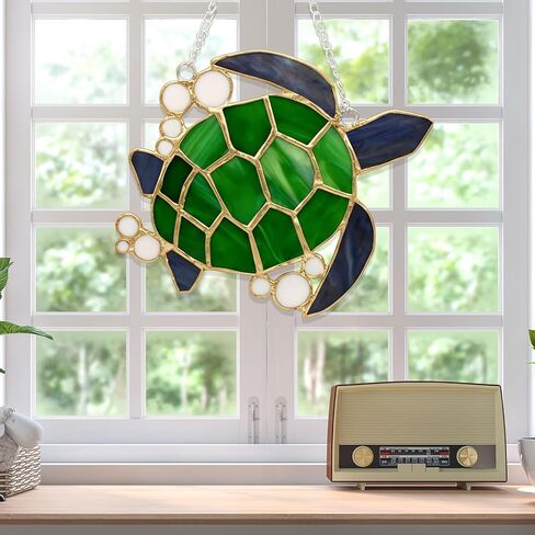 LemonRoad 1 Set Unfinished Sea Turtle Pre Cut Stained Glass DIY Stained Glass Craft Kit with Solder Wire, Gel Flux, Flux Brush for Adult Make Your Own Beautiful Art Handcrafts for Home Decor in Kuwait