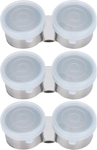 3PCS Oil Painting Palette Cup, Stainless Steel Palette Cup with Lid Double Mixing Can Oil Paint Dipper for Artist Watercolor Tools in Saudi Arabia