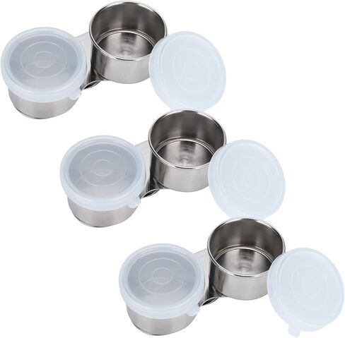 3PCS Oil Painting Palette Cup, Stainless Steel Palette Cup with Lid Double Mixing Can Oil Paint Dipper for Artist Watercolor Tools in Saudi Arabia