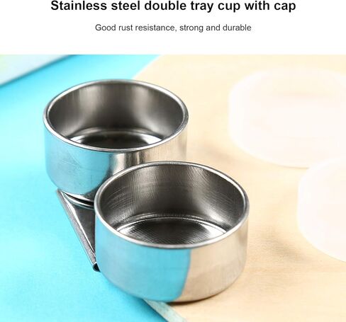 3PCS Oil Painting Palette Cup, Stainless Steel Palette Cup with Lid Double Mixing Can Oil Paint Dipper for Artist Watercolor Tools in Saudi Arabia