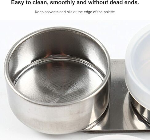 3PCS Oil Painting Palette Cup, Stainless Steel Palette Cup with Lid Double Mixing Can Oil Paint Dipper for Artist Watercolor Tools in Saudi Arabia