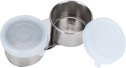 3PCS Oil Painting Palette Cup, Stainless Steel Palette Cup with Lid Double Mixing Can Oil Paint Dipper for Artist Watercolor Tools in Saudi Arabia