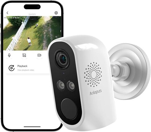 كاميرا أمان Anlapus 3MP 2K WiFi خارجية داخلية، 2 × WiFi6 و2.4 جيجا هرتز كاميرات إضافية لأمن المنزل، رؤية ليلية ملونة، اكتشاف المركبات البشرية، إنذار صفارة الإنذار الضوئي، تسجيل 24/7، سهل التركيب in Kuwait