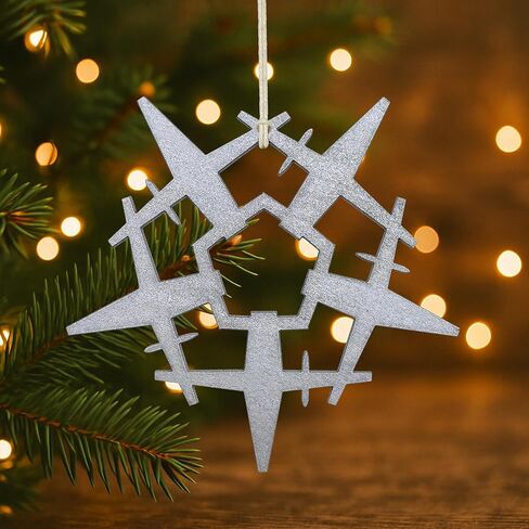 MQ-25 Stingray Snowflake Ornament With Refueling Pod – Military Aircraft Christmas Decor – Navy Unmanned Tanker Drone – Aviation Gift – Laser Cut Wood – Pilot & Squadron Holiday Keepsake – Made in USA in Saudi Arabia