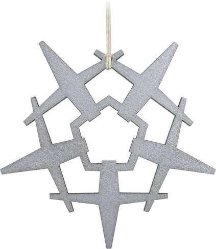 MQ-25 Stingray Snowflake Ornament - زينة عيد الميلاد للطائرات العسكرية - طائرة بدون طيار بدون طيار تابعة للبحرية - هدية طيران - خشب مقطوع بالليزر - تذكار لعطلة الطيار والسرب - صنع في الولايات المتحدة الأمريكية in Saudi Arabia