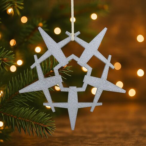 MQ-25 Stingray Snowflake Ornament - زينة عيد الميلاد للطائرات العسكرية - طائرة بدون طيار بدون طيار تابعة للبحرية - هدية طيران - خشب مقطوع بالليزر - تذكار لعطلة الطيار والسرب - صنع في الولايات المتحدة الأمريكية in Saudi Arabia