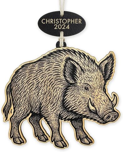 Personalized Warthog Ornament – Handcrafted Wooden Wildlife Ornament – African Animal Christmas Tree Decor – Custom Name & Year Gift – Handmade in USA in Saudi Arabia
