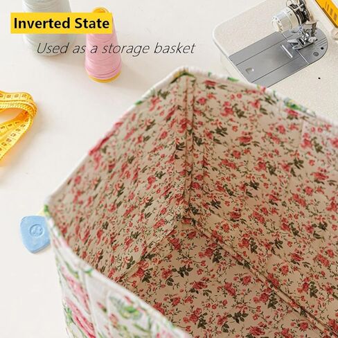 Sewing Machine Dust Cover, Floral Quilted Sewing Machine Cover with Pocket, Craft Room Sewings Supply Organizer (Yellow, 17 Inches) in Saudi Arabia