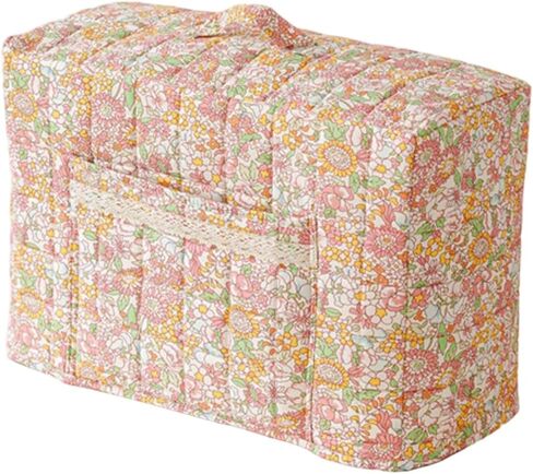 Sewing Machine Dust Cover, Floral Quilted Sewing Machine Cover with Pocket, Craft Room Sewings Supply Organizer (Yellow, 17 Inches) in Saudi Arabia