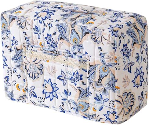 Sewing Machine Dust Cover, Floral Quilted Sewing Machine Cover with Pocket, Craft Room Sewings Supply Organizer (Yellow, 17 Inches) in Saudi Arabia