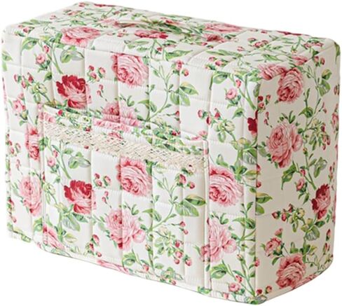 Sewing Machine Dust Cover, Floral Quilted Sewing Machine Cover with Pocket, Craft Room Sewings Supply Organizer (Yellow, 17 Inches) in Saudi Arabia