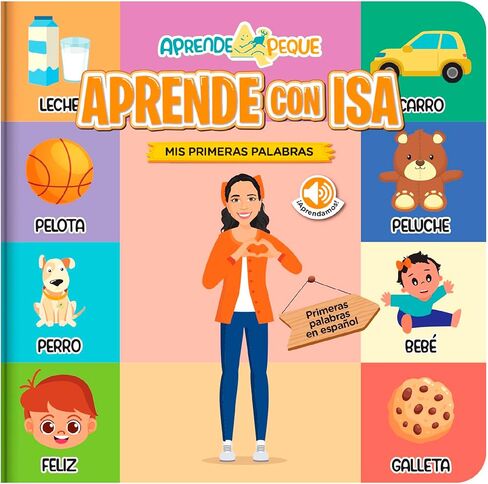 كتاب التعلم التفاعلي Aprende Peque للأطفال الصغار 1-4 | Aprende con Isa: Mis Primeras Palabras | كتاب صوتي إسباني للأطفال | كتاب التطور اللغوي المبكر in Saudi Arabia