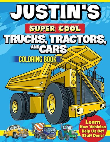 Trucks, Tractors, and Cars Coloring Book - Customized (Design Originals) Personalize with Name and a Special Note from You to Make a Fun and Thoughtful Gift for Kids in Kuwait