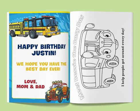 Trucks, Tractors, and Cars Coloring Book - Customized (Design Originals) Personalize with Name and a Special Note from You to Make a Fun and Thoughtful Gift for Kids in Kuwait