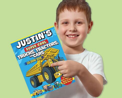 Trucks, Tractors, and Cars Coloring Book - Customized (Design Originals) Personalize with Name and a Special Note from You to Make a Fun and Thoughtful Gift for Kids in Kuwait