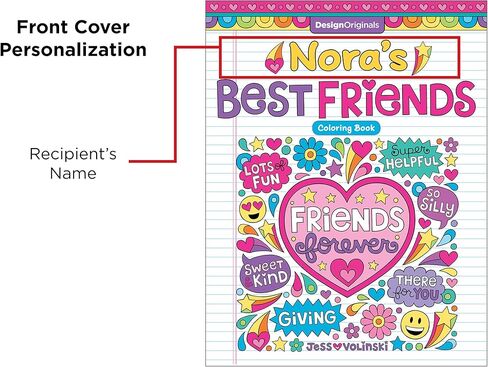 Design Originals Notebook Doodles Best Friends - Customized Coloring Book Personalized with Name and a Special Note from You - Holiday Gift for Kids and Tweens to Boost Self-Esteem in Kuwait
