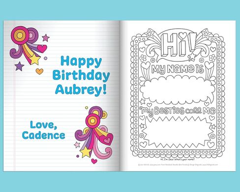 Design Originals Notebook Doodles Best Friends - Customized Coloring Book Personalized with Name and a Special Note from You - Holiday Gift for Kids and Tweens to Boost Self-Esteem in Kuwait