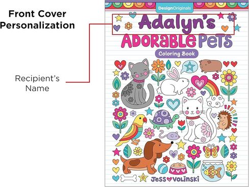 Notebook Doodles Adorable Pets - Customized Coloring Book (Design Originals) Personalized with Name and a Special Note from You to Make a Thoughtful Gift for Kids and Tweens to Boost Self-Esteem in Kuwait