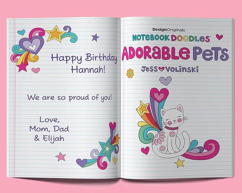 Notebook Doodles Adorable Pets - Customized Coloring Book (Design Originals) Personalized with Name and a Special Note from You to Make a Thoughtful Gift for Kids and Tweens to Boost Self-Esteem in Kuwait
