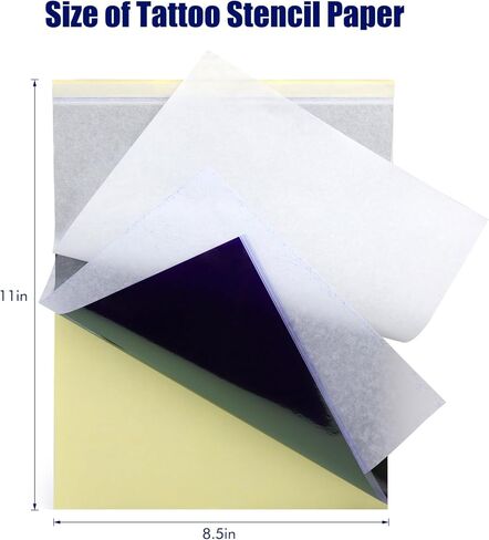 ورق نقل الوشم، 50 ورقة ورق استنسل للوشم، ورق استنسل للوشم - حجم A4، 4 طبقات ورق نقل حراري للوشم (50 قطعة) in Kuwait
