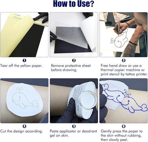 ورق نقل الوشم، 50 ورقة ورق استنسل للوشم، ورق استنسل للوشم - حجم A4، 4 طبقات ورق نقل حراري للوشم (50 قطعة) in Kuwait
