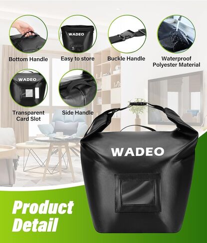 WADEO 20LB Wood Pellet Storage Container, 600D PVC Waterproof Pellet Storage Bag with Dual Handle, Card Slot, Suitable for Smoker Grill Charcoal Storage in Saudi Arabia