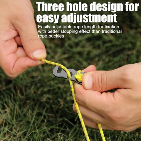 10 Pack Aluminum Alloy Wind Rope Buckle Tent Line Tensioner Accessory Cord Adjuster Rope Adjuster Rope for Outdoor Hiking Camping Picnic (Black) in Saudi Arabia