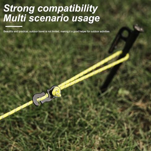 10 Pack Aluminum Alloy Wind Rope Buckle Tent Line Tensioner Accessory Cord Adjuster Rope Adjuster Rope for Outdoor Hiking Camping Picnic (Black) in Saudi Arabia