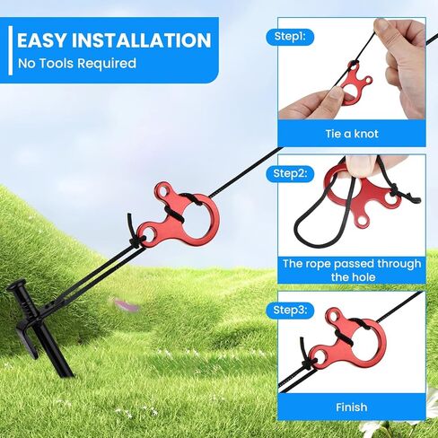 SDTC Tech 30PCS Guyline Tensioner, 3 Types Aluminum Alloy Guy Line Cord Adjusters, Tent Guyline & Paracord Tensioners for Camping, Hiking, Backpacking, and Outdoor Tent Accessories, Red in Saudi Arabia