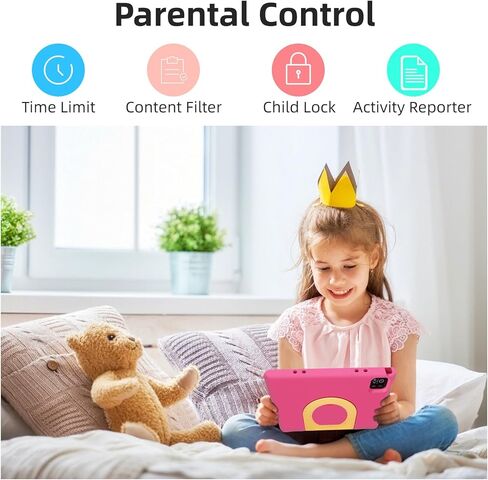 تابلت للأطفال، شاشة لمس IPS HD مقاس 10.1 بوصة تعمل بنظام Android 14 ومساحة تخزين 64 جيجابايت، وذاكرة الوصول العشوائي (RAM) سعة 8 جيجابايت (4+4 افتراضية)، وجهاز لوحي ثماني النواة للأطفال مع حافظة مقاومة للأطفال، وأدوات تحكم أبوية، وبطارية 12 ساعة، وواي فاي in Kuwait