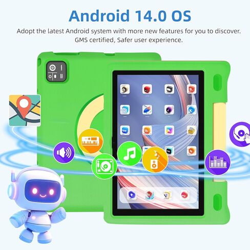 تابلت للأطفال، شاشة لمس IPS HD مقاس 10.1 بوصة تعمل بنظام Android 14 ومساحة تخزين 64 جيجابايت، وذاكرة الوصول العشوائي (RAM) سعة 8 جيجابايت (4+4 افتراضية)، وجهاز لوحي ثماني النواة للأطفال مع حافظة مقاومة للأطفال، وأدوات تحكم أبوية، وبطارية 12 ساعة، وواي فاي in Kuwait