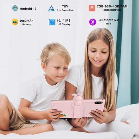 تابلت DOOGEE U9 للأطفال مقاس 10 بوصة عالي الدقة للأطفال، 7 جيجابايت + 64 جيجابايت/TF 1 تيرابايت رباعي النواة، Android 13 تابلت للأطفال 3-7 مع 5060 مللي أمبير |WiFi-6 |BT 5.0| كاميرا مزدوجة |وتغ| ويديفين L1-بينك in Kuwait