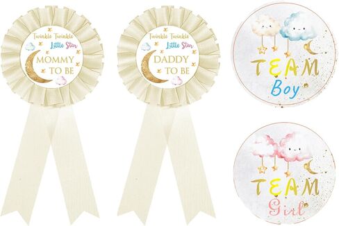 Twinkle Twinkle Little Star Gender Reveal Decorations - TrinhGuo Gender Reveal Ideas, Decoracion Para Revelacion De Sexo De Bebe, Mommy & Daddy To Be Badge Pins and 40 PCS Team Boy Or Girl Stickers in Saudi Arabia