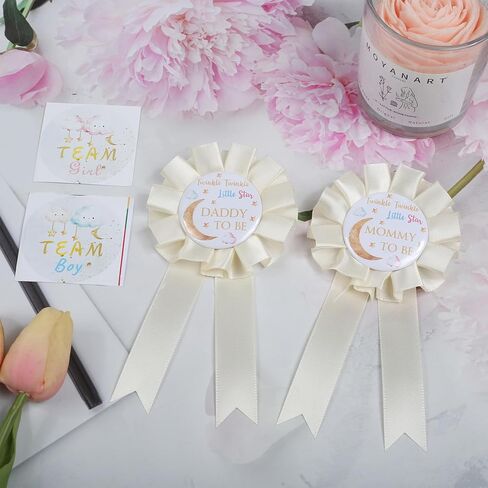 Twinkle Twinkle Little Star Gender Reveal Decorations - TrinhGuo Gender Reveal Ideas, Decoracion Para Revelacion De Sexo De Bebe, Mommy & Daddy To Be Badge Pins and 40 PCS Team Boy Or Girl Stickers in Saudi Arabia