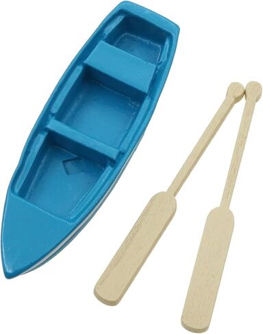 2 Set Miniature Blue Boat Mini Rowboat Model with OARS Little Resin Boat Canoe Model for Fairy Garden Home Decoration in Saudi Arabia